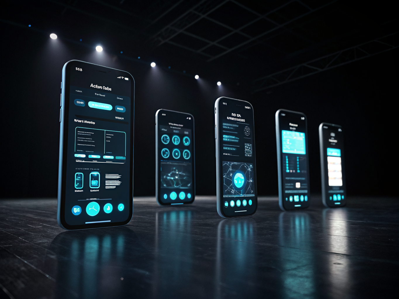 5 interfaces d'outils IA sur fond sombre