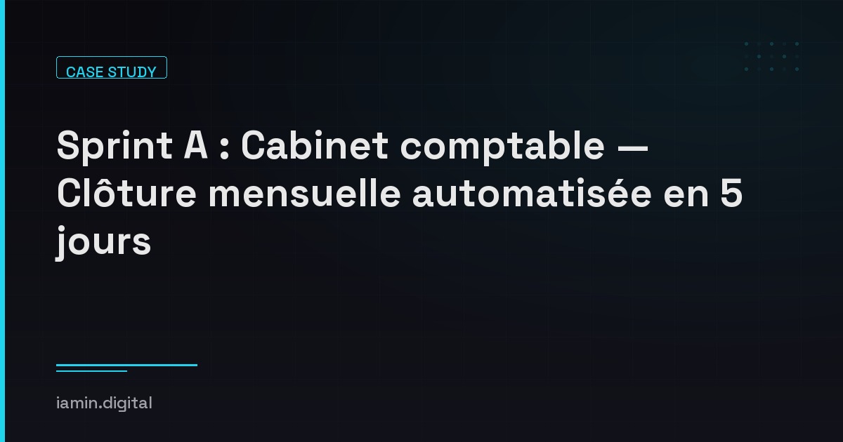 Sprint A : Cabinet comptable — Clôture mensuelle automatisée en 5 jours | iamin.digital